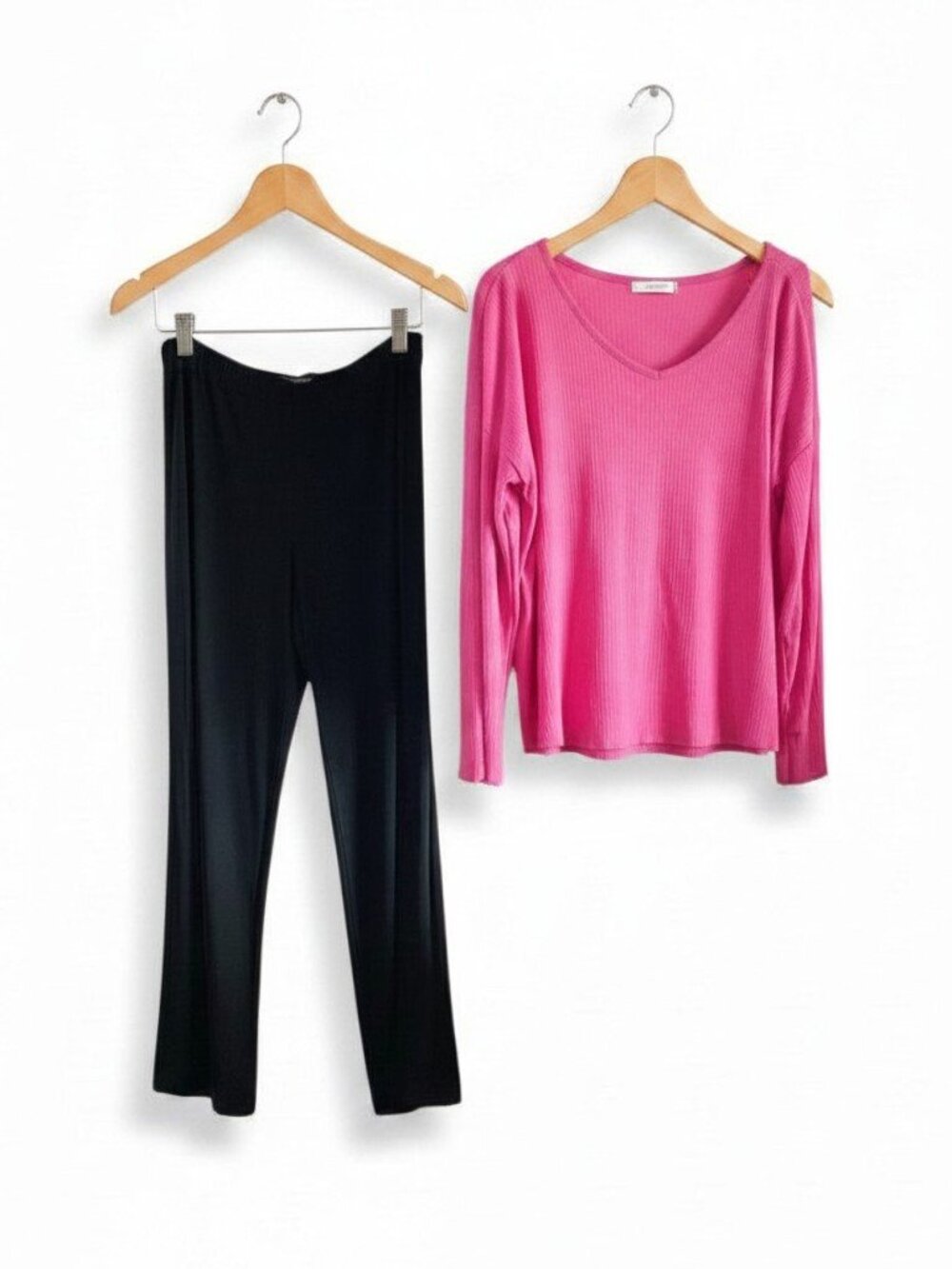 Black Pajama Bottoms sz 14 & Fuchsia Ekouaer Long Sleeve Top XL